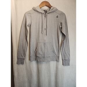 Reebok Jacket Womens Gray Cotton Blend Hooded Light Weight Full Zip XS New